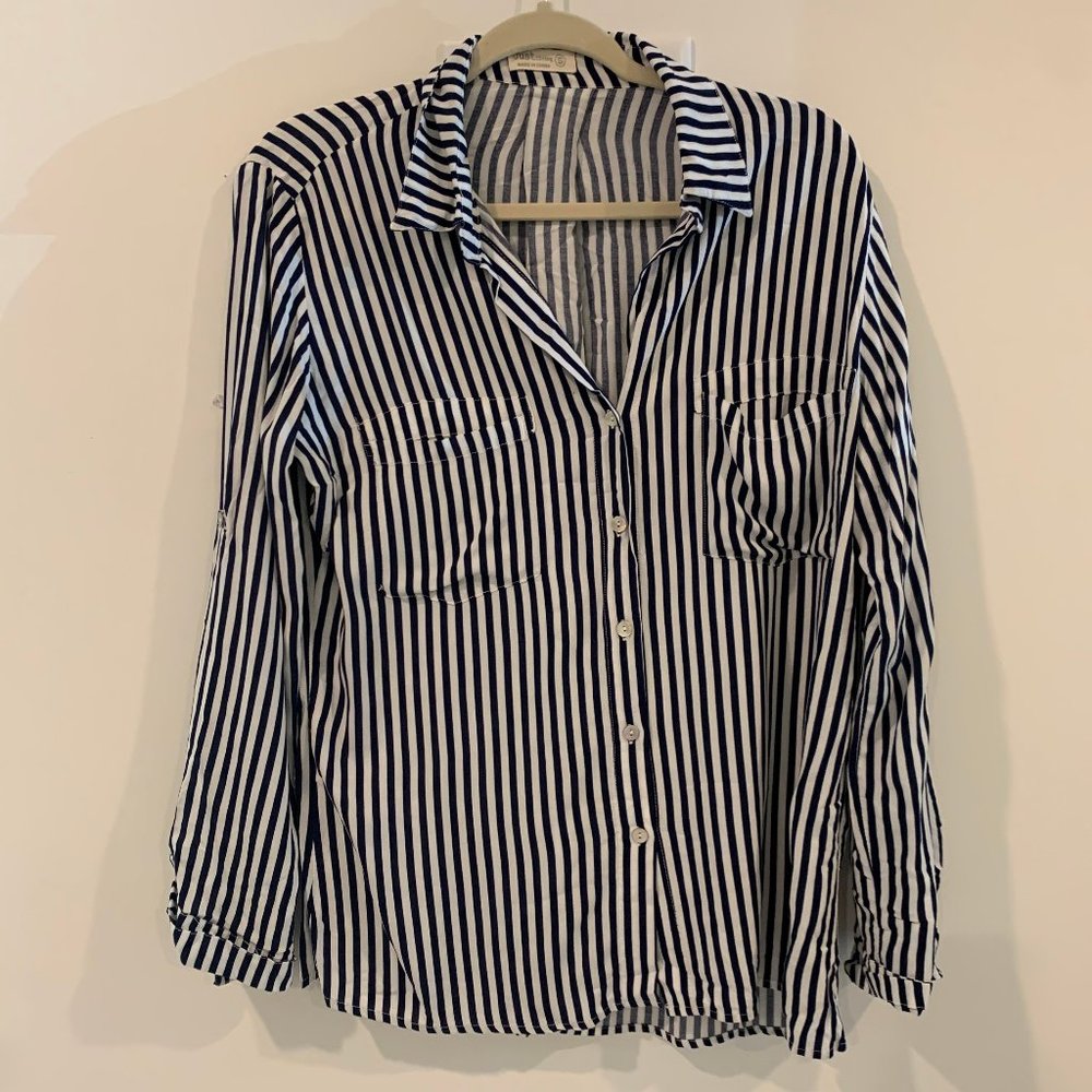Just Living Tops | Stripped Just Living Button Dow
